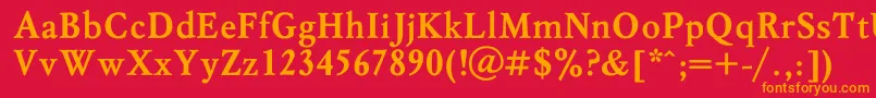 フォントMyslBol – 赤い背景にオレンジの文字