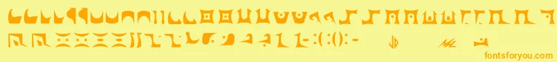Drazi-Schriftart – Orangefarbene Schriften auf gelbem Hintergrund