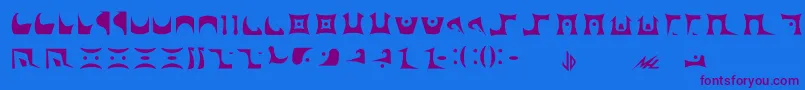 Drazi-Schriftart – Violette Schriften auf blauem Hintergrund