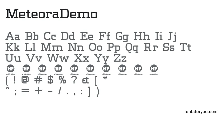 Schriftart MeteoraDemo – Alphabet, Zahlen, spezielle Symbole