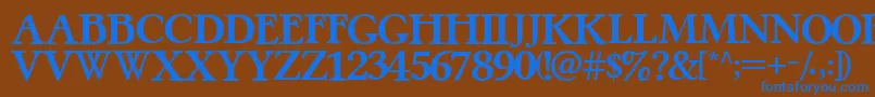 PretzelRegular Font – Blue Fonts on Brown Background