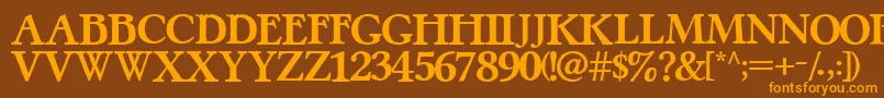 フォントPretzelRegular – オレンジ色の文字が茶色の背景にあります。