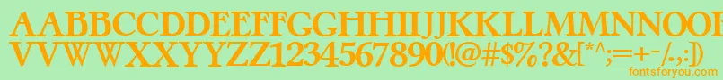 PretzelRegular-Schriftart – Orangefarbene Schriften auf grünem Hintergrund