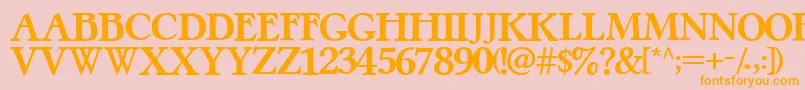 PretzelRegular-Schriftart – Orangefarbene Schriften auf rosa Hintergrund