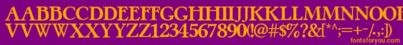 PretzelRegular-Schriftart – Orangefarbene Schriften auf violettem Hintergrund