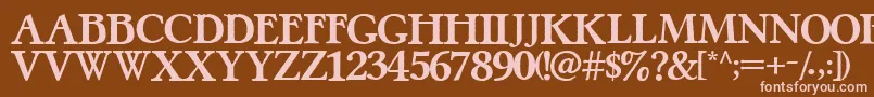 PretzelRegular-fontti – vaaleanpunaiset fontit ruskealla taustalla