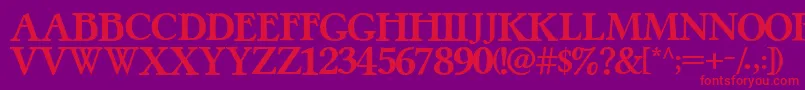 PretzelRegular-Schriftart – Rote Schriften auf violettem Hintergrund