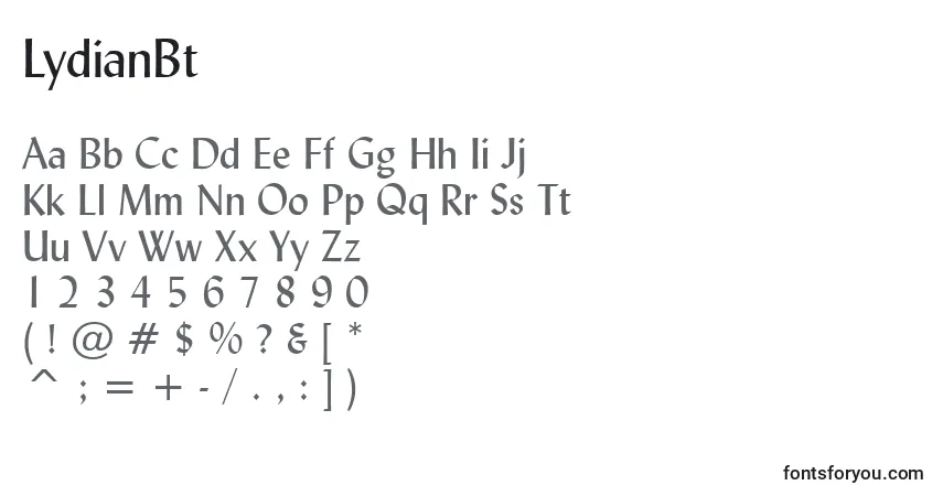 Schriftart LydianBt – Alphabet, Zahlen, spezielle Symbole