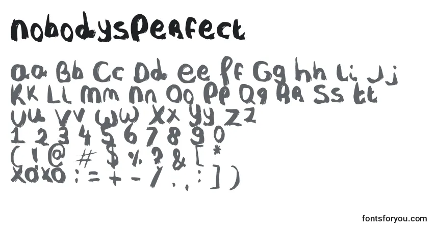 Шрифт NobodysPerfect – алфавит, цифры, специальные символы