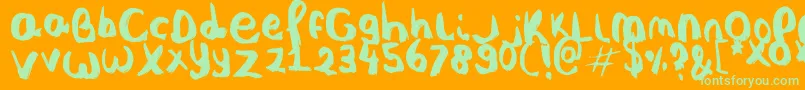 NobodysPerfect-Schriftart – Grüne Schriften auf orangefarbenem Hintergrund