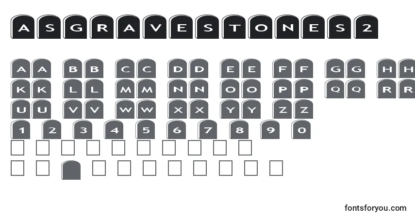 Schriftart Asgravestones2 – Alphabet, Zahlen, spezielle Symbole