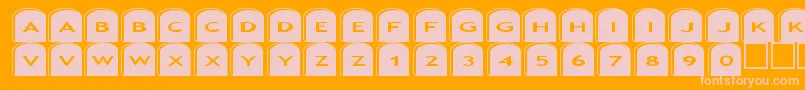 Asgravestones2-fontti – vaaleanpunaiset fontit oranssilla taustalla