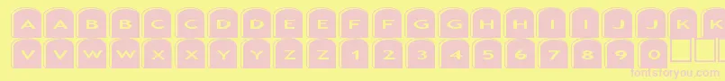 Asgravestones2-fontti – vaaleanpunaiset fontit keltaisella taustalla