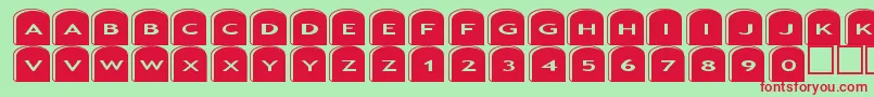 Asgravestones2-fontti – punaiset fontit vihreällä taustalla