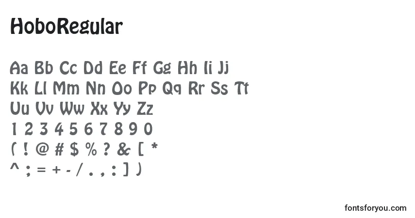 A fonte HoboRegular – alfabeto, números, caracteres especiais