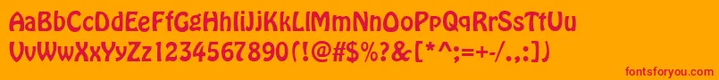 HoboRegular-Schriftart – Rote Schriften auf orangefarbenem Hintergrund