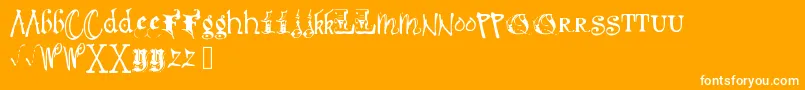 Debmixedfancy-Schriftart – Weiße Schriften auf orangefarbenem Hintergrund