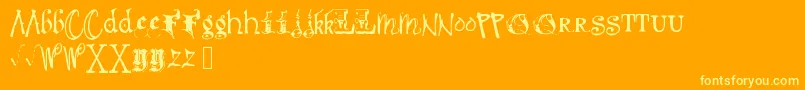 Debmixedfancy Font – Yellow Fonts on Orange Background