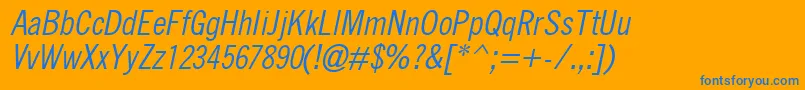 QuicktypeIiCondensedItalic Font – Blue Fonts on Orange Background