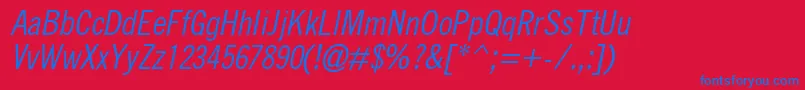 QuicktypeIiCondensedItalic Font – Blue Fonts on Red Background