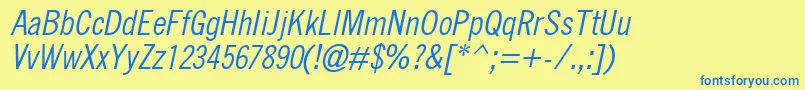 QuicktypeIiCondensedItalic Font – Blue Fonts on Yellow Background