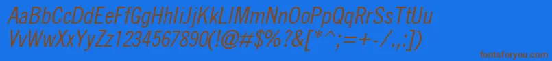 QuicktypeIiCondensedItalic Font – Brown Fonts on Blue Background
