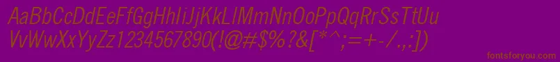 QuicktypeIiCondensedItalic Font – Brown Fonts on Purple Background