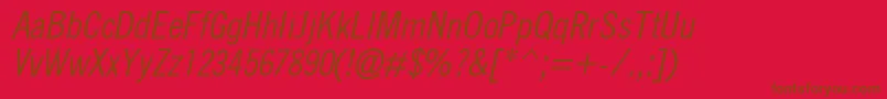 QuicktypeIiCondensedItalic Font – Brown Fonts on Red Background