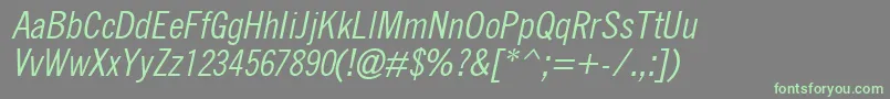 QuicktypeIiCondensedItalic Font – Green Fonts on Gray Background