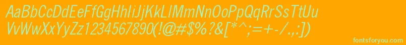 QuicktypeIiCondensedItalic Font – Green Fonts on Orange Background