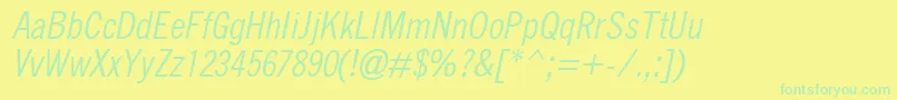 QuicktypeIiCondensedItalic Font – Green Fonts on Yellow Background
