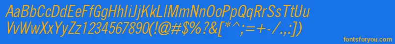 QuicktypeIiCondensedItalic Font – Orange Fonts on Blue Background
