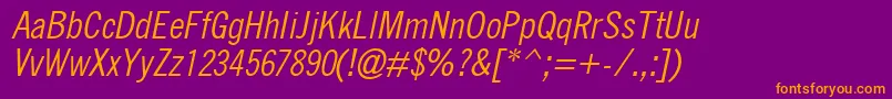 QuicktypeIiCondensedItalic Font – Orange Fonts on Purple Background