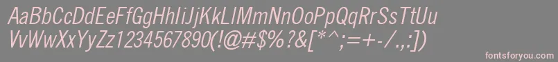 QuicktypeIiCondensedItalic Font – Pink Fonts on Gray Background