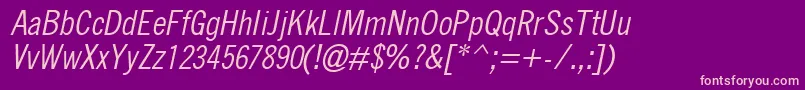 QuicktypeIiCondensedItalic Font – Pink Fonts on Purple Background