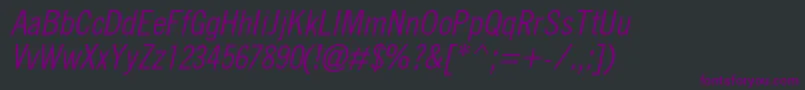 QuicktypeIiCondensedItalic Font – Purple Fonts on Black Background