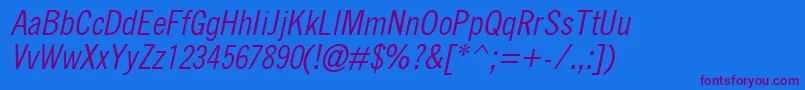 QuicktypeIiCondensedItalic Font – Purple Fonts on Blue Background