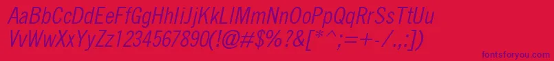 QuicktypeIiCondensedItalic Font – Purple Fonts on Red Background