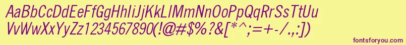 QuicktypeIiCondensedItalic Font – Purple Fonts on Yellow Background
