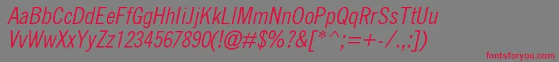 QuicktypeIiCondensedItalic Font – Red Fonts on Gray Background