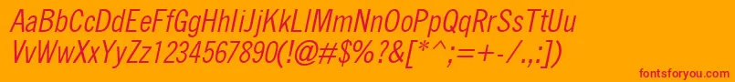 QuicktypeIiCondensedItalic Font – Red Fonts on Orange Background
