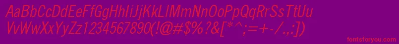 QuicktypeIiCondensedItalic Font – Red Fonts on Purple Background