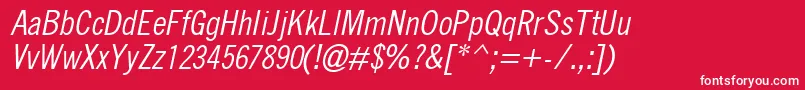 QuicktypeIiCondensedItalic Font – White Fonts on Red Background