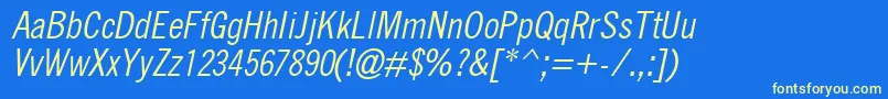 QuicktypeIiCondensedItalic Font – Yellow Fonts on Blue Background