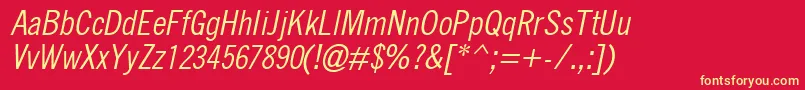 QuicktypeIiCondensedItalic Font – Yellow Fonts on Red Background
