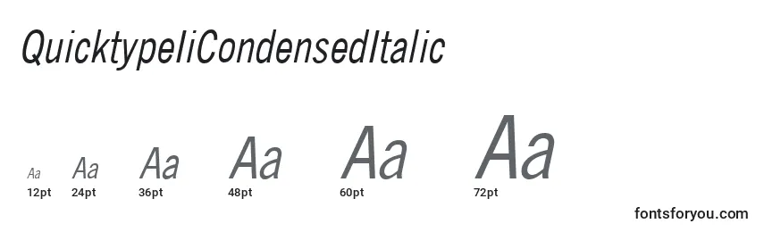 Размеры шрифта QuicktypeIiCondensedItalic