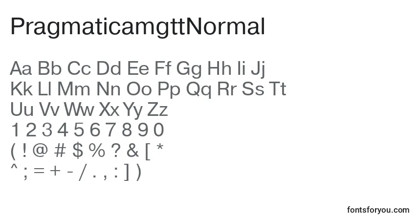 Czcionka PragmaticamgttNormal – alfabet, cyfry, specjalne znaki
