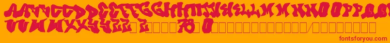 フォントPrinceDub – オレンジの背景に赤い文字