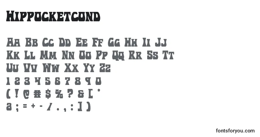 Schriftart Hippocketcond – Alphabet, Zahlen, spezielle Symbole