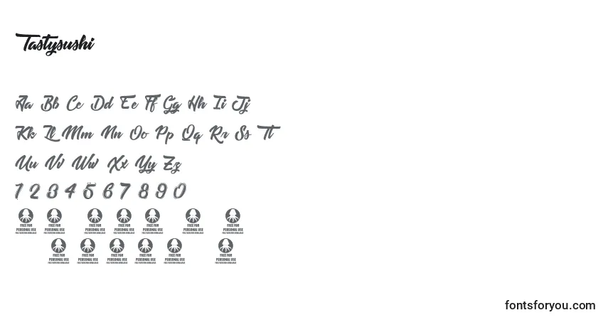 Шрифт Tastysushi – алфавит, цифры, специальные символы